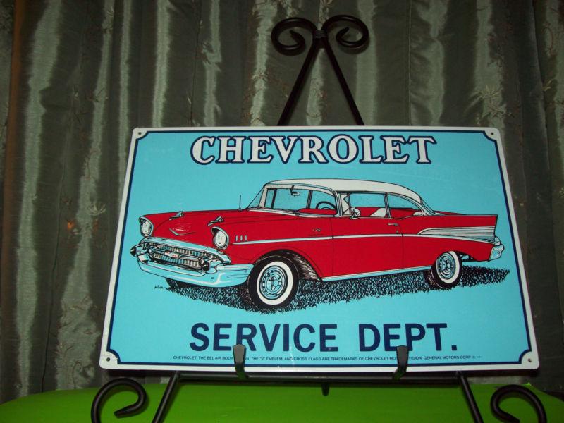 Tin sign chevy chevrolet belair 55 56 57 2 door  sedan dealer gas oil logo m6