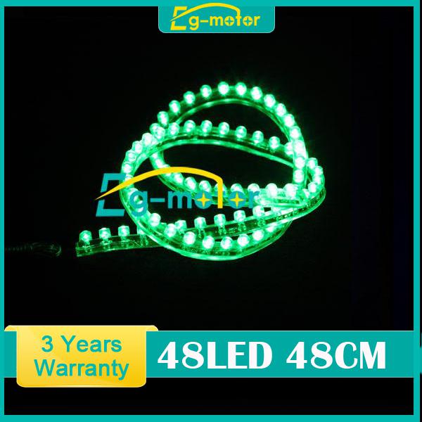 Green 12v 48cm 48 led strip car diy flexible grill light lamp bulb waterproof