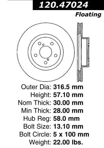 Centric 120.47024 front brake rotor/disc-premium rotor-preferred