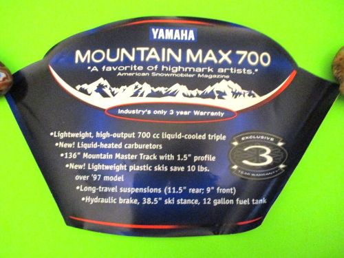 Nos yamaha mountain max 700 snowmobile large advertising decal / sticker