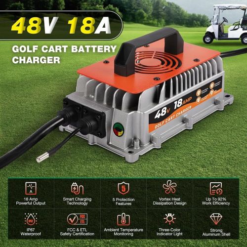 48 volt 18 amp golf cart battery charger 3-pin round plug for club car ip67