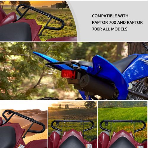 Black rear steel wide grab bar bumper for yamaha 2006-20 raptor 700 700r yfm700