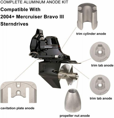 Complete aluminum anode kit for 2004+ mercruiser bravo iii drives sterndrives cm