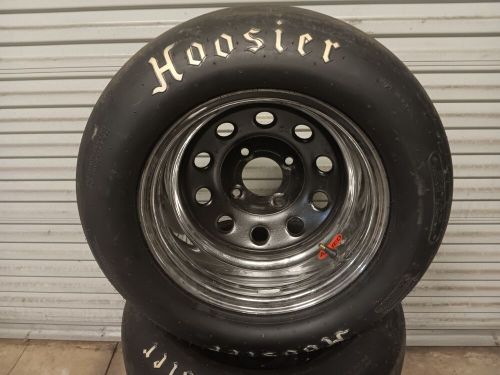 4 hoosier tires   22.5x7.2x13  road racing on allied racing 4x4.5 steel wheels