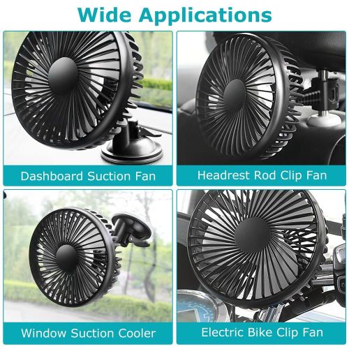 2 in 1 car cooling fan car seat rear seat headrest dashboard window fan 3 speeds