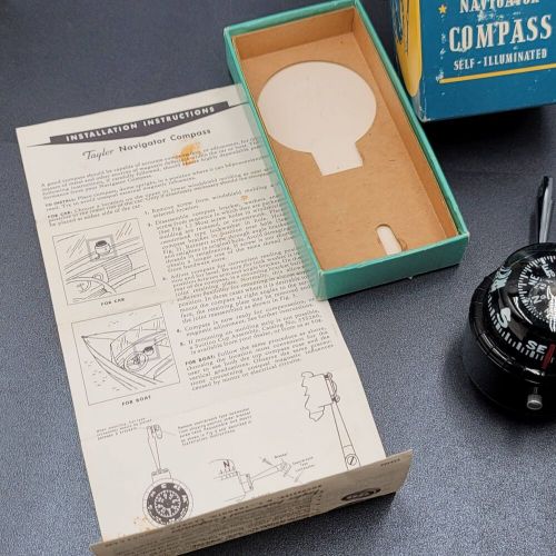 Vtg taylor navigator compass 2958 original box instructions car boat automobile