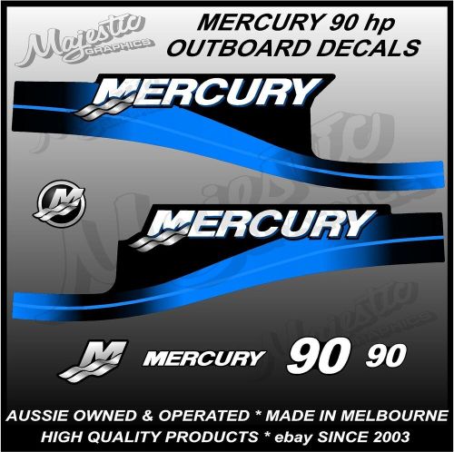 Mercury - 90 hp  - decals - outboard motor decals