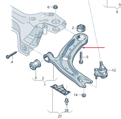 Volkswagen tiguan ad control handlebar front left bottom 3q0407151aa new original-