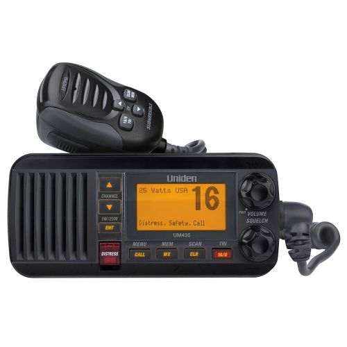 ​uniden um435bk fixed mount vhf marine radio - black 25 watt submersible dsc