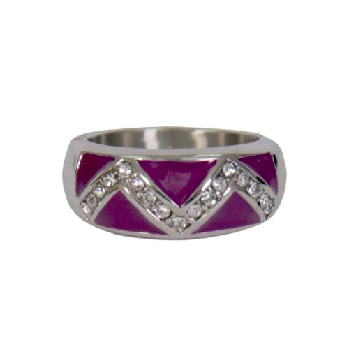 Hot leathers jwr1123 women&#039;s purple &#039;chevron&#039; stainless steel ring with