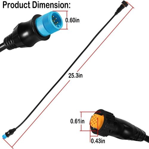 For garmin 8-pin transducer to 12-pin sounder adapter cable 010-12122-10 w/ xid