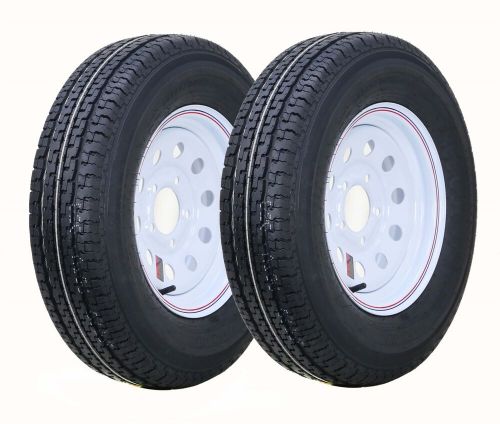 2 fc trailer tire assembly st175/80r13 8-ply white mod rim 5 lug on 4.5&#034;