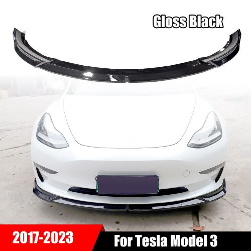 3pcs gloss black front bumper lip spoiler body kit for tesla model 3 2017-2023