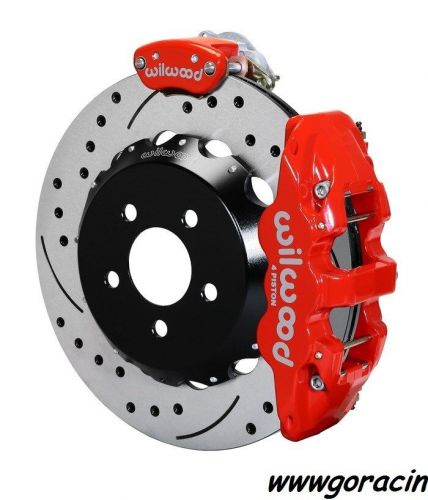 Wilwood aero4-mc4 rear parking big brake kit fits 2015-18 mustang,14&#034; rotors red