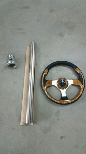 Ez go golf cart part steering wheel combo with adapter 1994-00 txt woodgrain