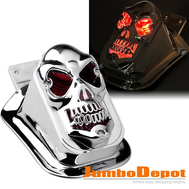 Universal motorcycle cool skull head light rear tail light for harley chopper