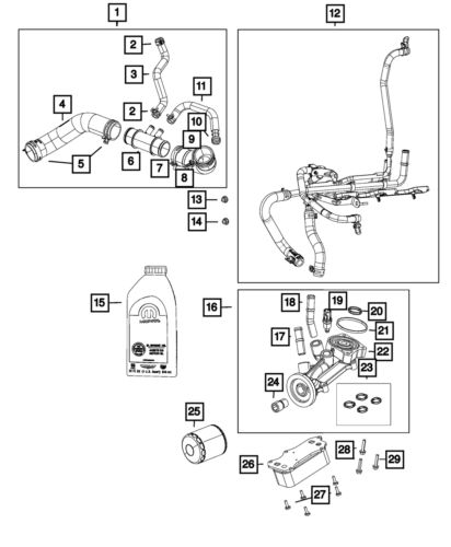 Genuine mopar oil cooler outlet hose 68359800aa