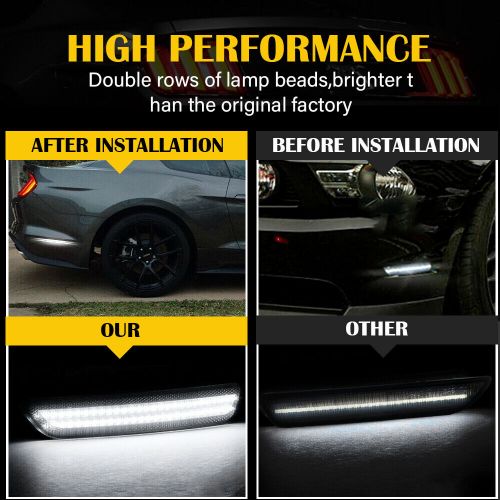 Smoked lens white led rear side marker lights for 10-14 ford mustang signal lamp