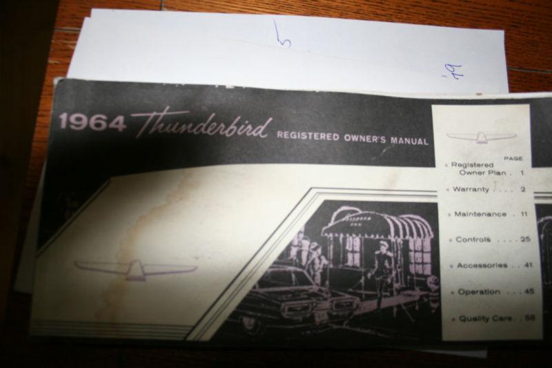 1964 ford thunderbird owners manual