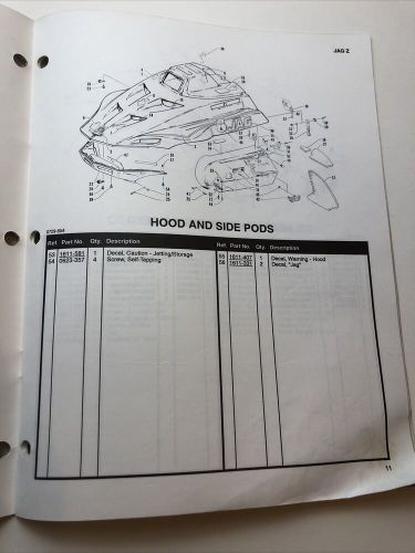 Original 1993 arctic cat illustrated parts manual snowmobile - jag z