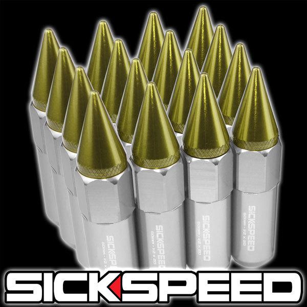 16 polished/gold spiked 60mm aluminum extended tuner lug nuts wheel 1/2x20 a