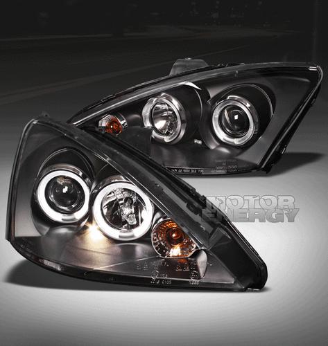 2000-2004 ford focus zx3 zx5 twin halo projector headlights black 2001 2002 2003