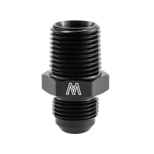 8an male flare to 1/2&#034; npt straight pipe fitting adapter aluminum black anodized