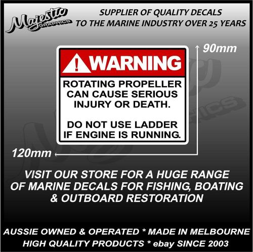 Warning - propeller - boarding - 120mm x 90mm  - boat safety - decal / sticker