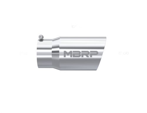 Mbrp universal t304 stainless steel tip 6in o.d. dual wall angled 5in inlet