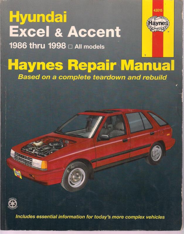 Haynes repair manual    hyundai excel& accent 1986 thru 1998  all models