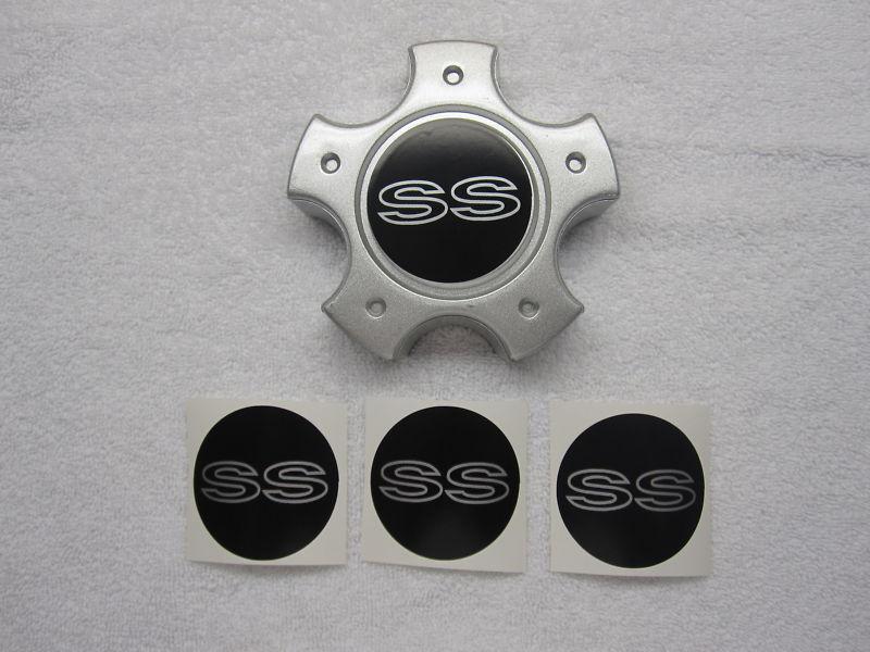 1996-2002 camaro ss 10 spoke center cap decals - black w/silver letters