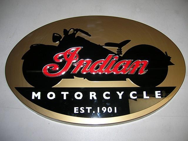 Indian 3d sign motorcycle showroom vintage cafe racing chief  parts cc harley 