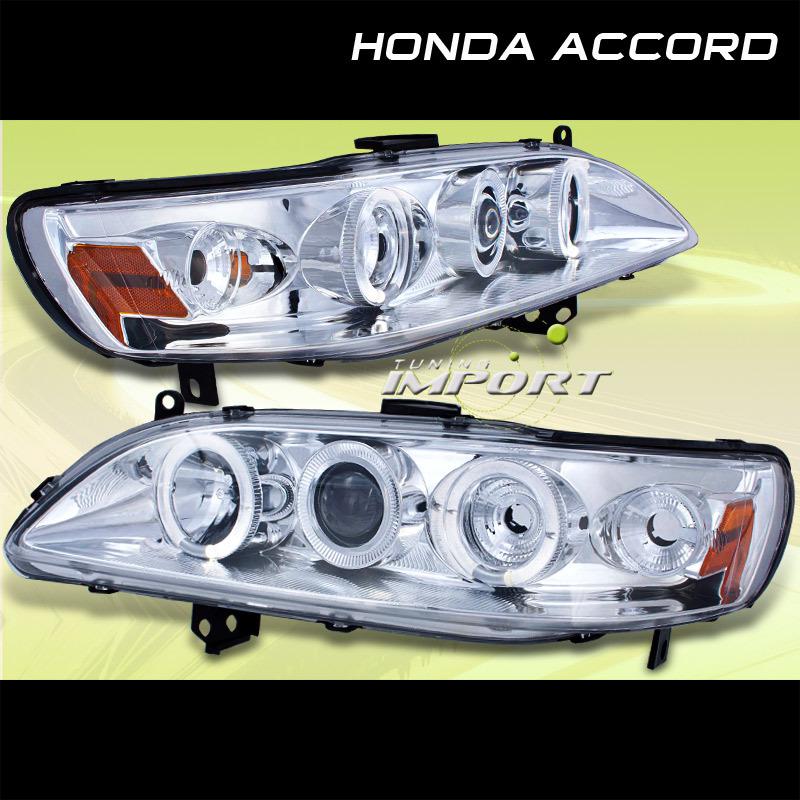 1998-2002 honda accord 2/4 dr chrome halo projector headlights pair new lh+rh