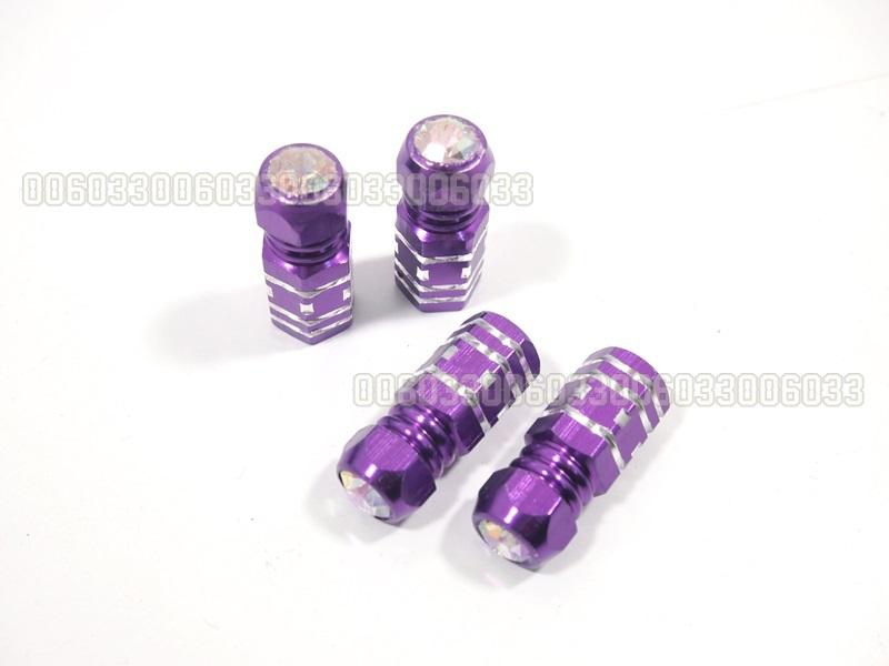 Tyre valve dust cap metal flashligh for motor motorbike motorcycle violet 010