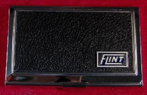 Flint - stainless steel & leather business card case