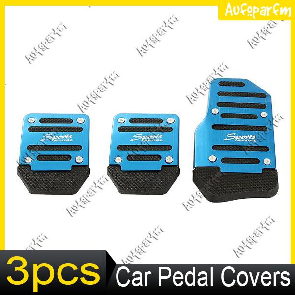 New non slip sports vehicle automatic manual alloy car pedal cover blue 3pcs