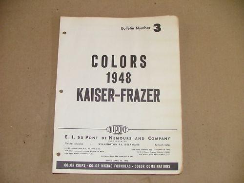 1948 kaiser - frazer dupont paint chips original colors chart