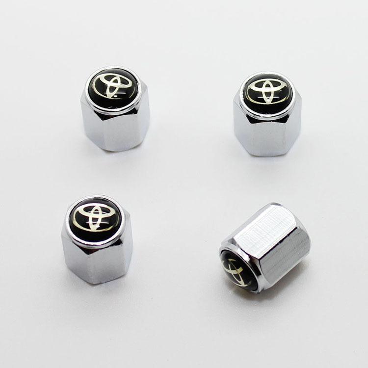 4pcs chromed metal car auto tire wheel valve airtight stem caps for toyota 