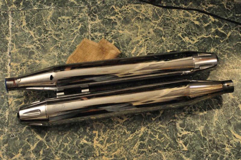 Harley davidson vance & hines flsts springer slip-on exhaust mufflers v16715