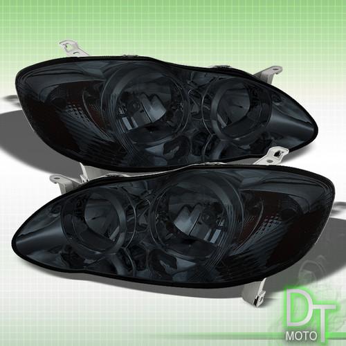 Smoke 03-08 toyota corolla crystal headlights lamp left+right direct replacement