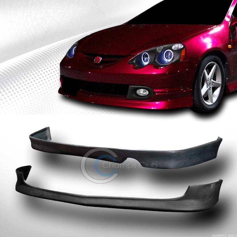 Black t-r style pu front+rear spoiler bumper lip body kit 02-04 acura rsx dc dc5