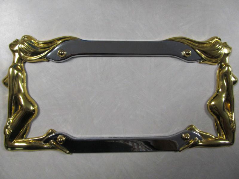 Chrome accented in 24kt gold~twins style~license plate frame~cruiser accessories