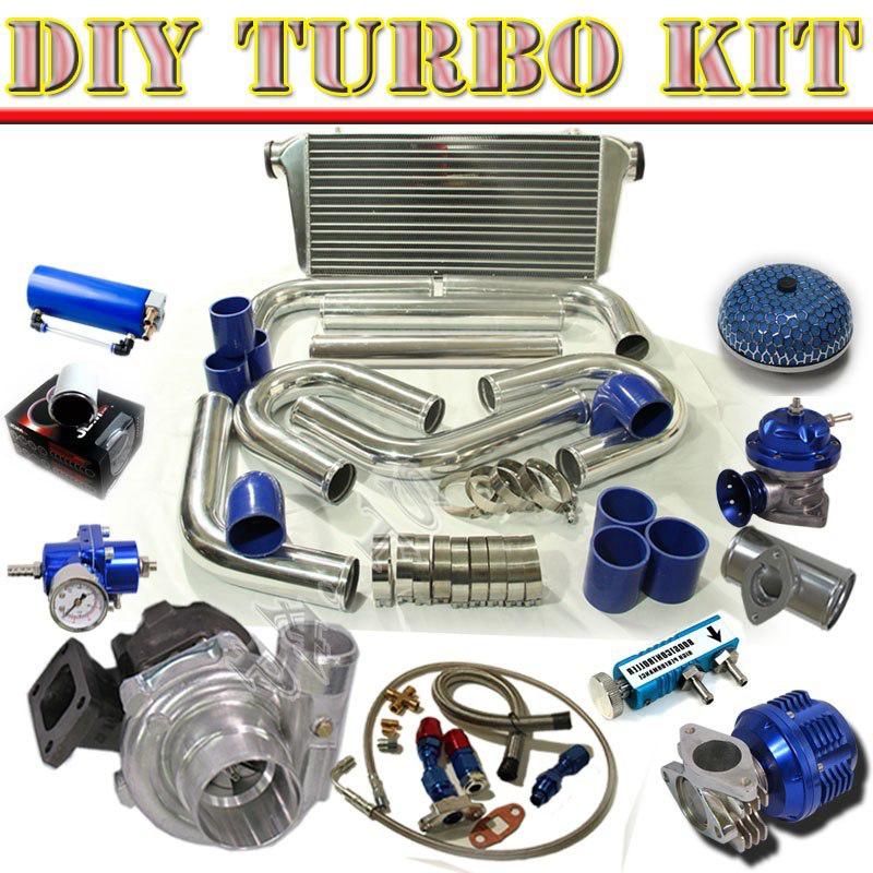 T3/t4 turbo+31" intercooler+2.5" u-pipe piping kit+bov type-rs+oil line c/blue