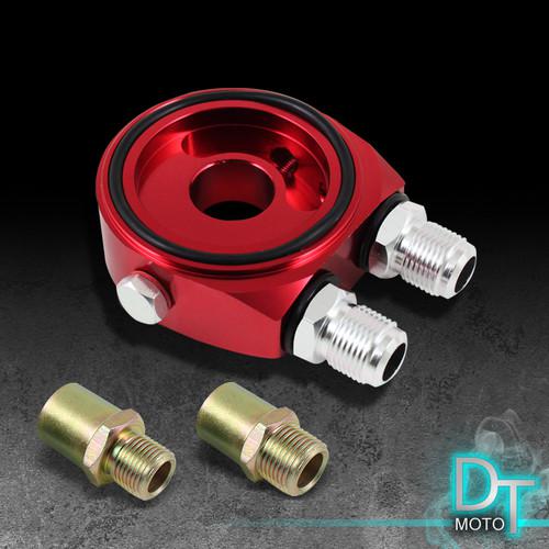 Aluminum red oil cooler/gauge sandwich filter adapter sender m20 3/4" 16 thread