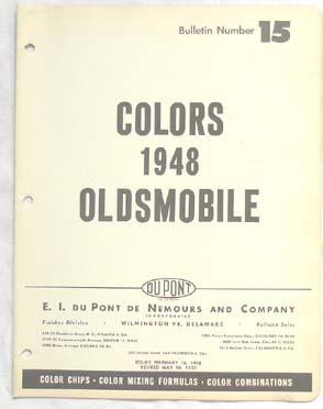 1948 oldsmobile dupont color paint chip chart all models original 