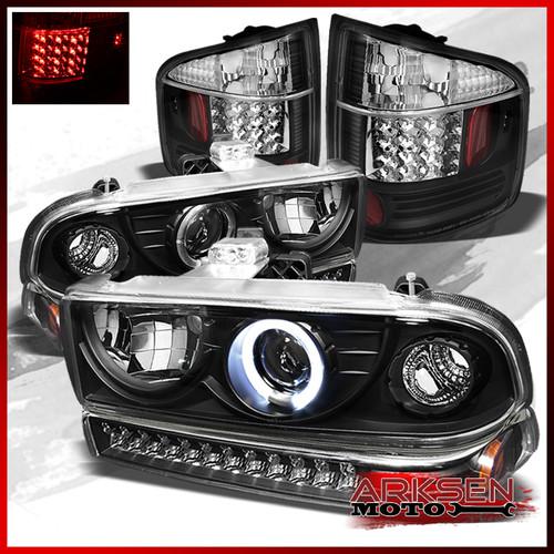 98-04 s10 black halo projector headlights+black bumper+black led tail lights