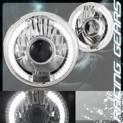 Universal 7" round h6024 diamond cut led chrome housing projector headlight lamp