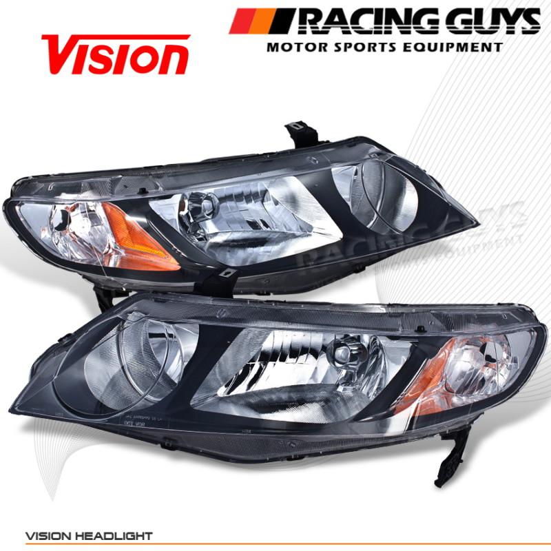 06-11 honda civic hybrid lx ex si sedan headlights left+right replacement pair