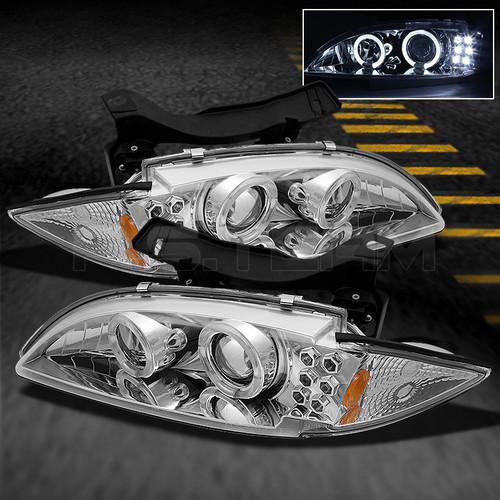 95-99 chevy cavalier 1pc halo proejctor led chrome headlights w/corner lamps