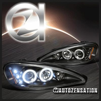 99-05 pontiac grand am black led drl halo projector headlights